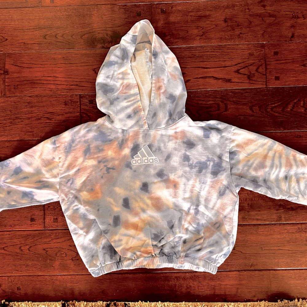Adidas girls tie dye crop hoodie size m
